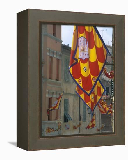 Flags and Lamps of the Chiocciola Contrada in the Via San Marco During the Palio, Siena, Italy-Ruth Tomlinson-Framed Premier Image Canvas