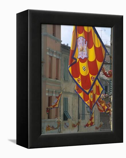 Flags and Lamps of the Chiocciola Contrada in the Via San Marco During the Palio, Siena, Italy-Ruth Tomlinson-Framed Premier Image Canvas