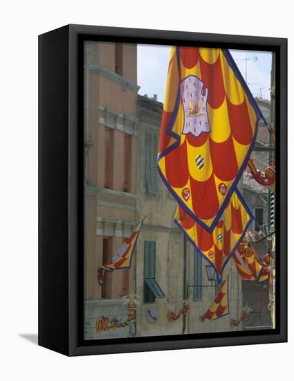 Flags and Lamps of the Chiocciola Contrada in the Via San Marco During the Palio, Siena, Italy-Ruth Tomlinson-Framed Premier Image Canvas