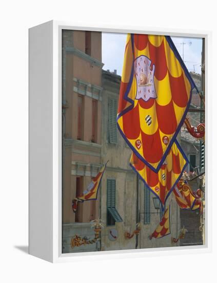 Flags and Lamps of the Chiocciola Contrada in the Via San Marco During the Palio, Siena, Italy-Ruth Tomlinson-Framed Premier Image Canvas