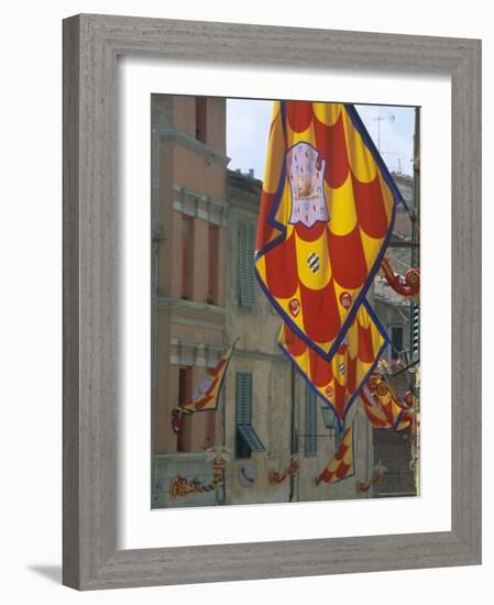 Flags and Lamps of the Chiocciola Contrada in the Via San Marco During the Palio, Siena, Italy-Ruth Tomlinson-Framed Photographic Print