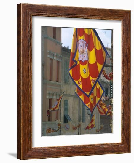 Flags and Lamps of the Chiocciola Contrada in the Via San Marco During the Palio, Siena, Italy-Ruth Tomlinson-Framed Photographic Print