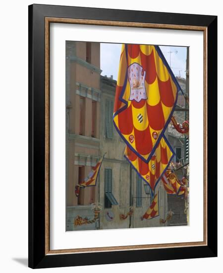 Flags and Lamps of the Chiocciola Contrada in the Via San Marco During the Palio, Siena, Italy-Ruth Tomlinson-Framed Photographic Print