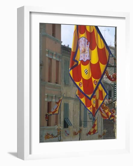 Flags and Lamps of the Chiocciola Contrada in the Via San Marco During the Palio, Siena, Italy-Ruth Tomlinson-Framed Photographic Print