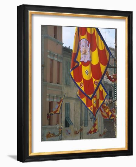 Flags and Lamps of the Chiocciola Contrada in the Via San Marco During the Palio, Siena, Italy-Ruth Tomlinson-Framed Photographic Print