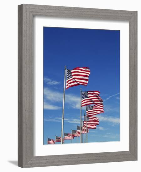 Flags at Washington Monument-David Papazian-Framed Photographic Print