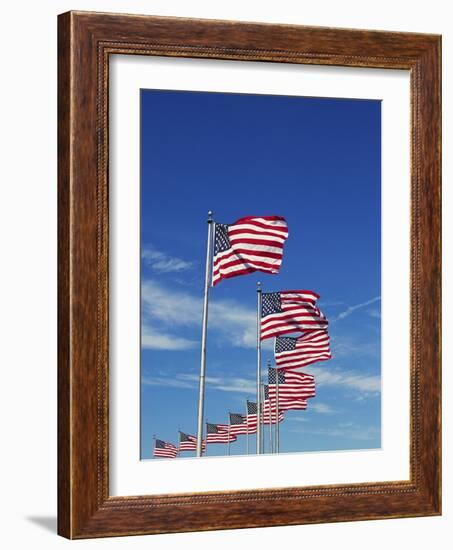 Flags at Washington Monument-David Papazian-Framed Photographic Print