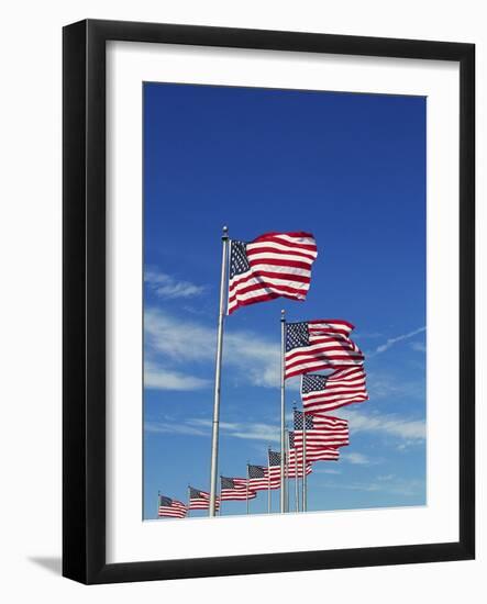 Flags at Washington Monument-David Papazian-Framed Photographic Print