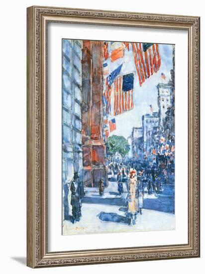 Flags, Fifth Avenue-Childe Hassam-Framed Art Print