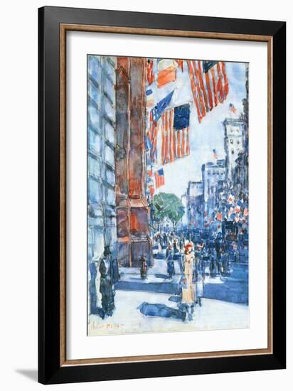 Flags, Fifth Avenue-Childe Hassam-Framed Art Print