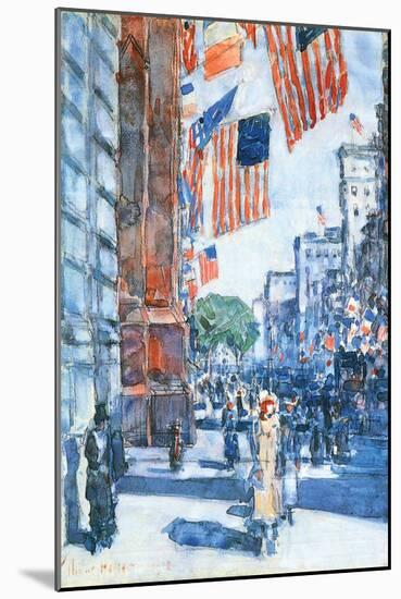 Flags, Fifth Avenue-Childe Hassam-Mounted Art Print