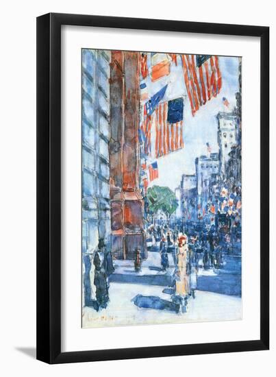 Flags, Fifth Avenue-Childe Hassam-Framed Premium Giclee Print
