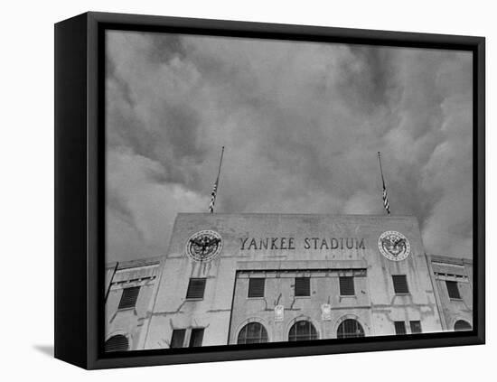 Flags Flying at Half Mast on Top of Yankee Stadium to Honor Late Baseball Player Babe Ruth-Cornell Capa-Framed Premier Image Canvas