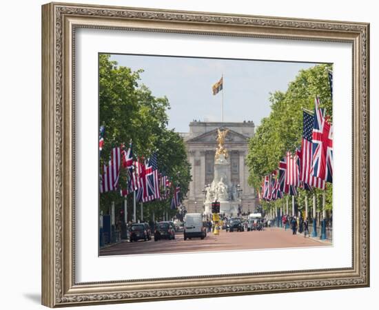 Flags Lining Mall to Buckingham Palace for President Obama's State Visit in 2011, London, England-Walter Rawlings-Framed Photographic Print