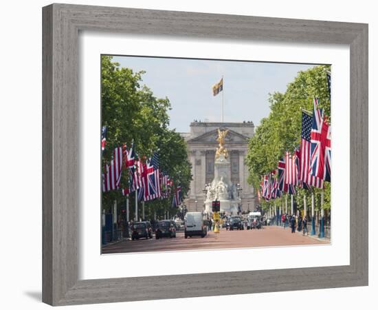 Flags Lining Mall to Buckingham Palace for President Obama's State Visit in 2011, London, England-Walter Rawlings-Framed Photographic Print
