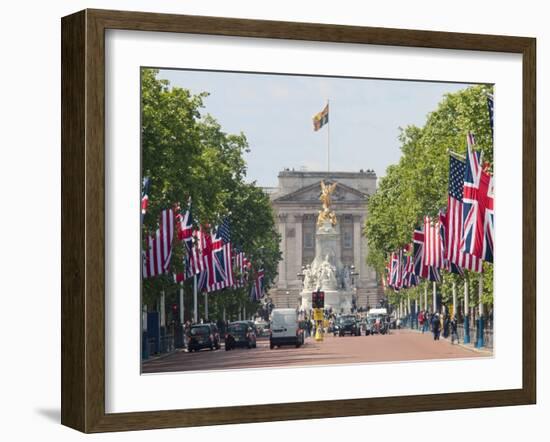 Flags Lining Mall to Buckingham Palace for President Obama's State Visit in 2011, London, England-Walter Rawlings-Framed Photographic Print