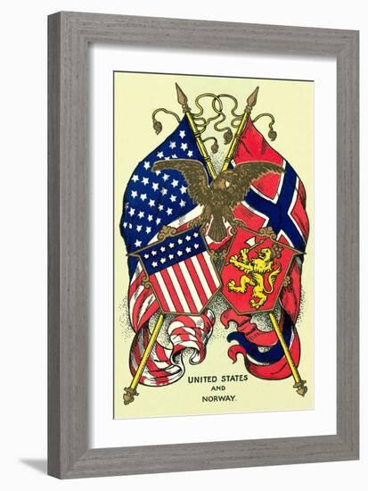 Flags of United States and Norway-null-Framed Art Print