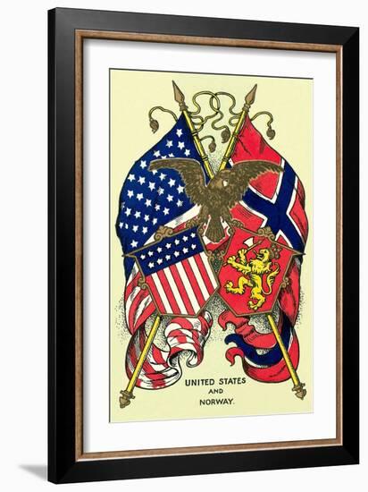 Flags of United States and Norway-null-Framed Art Print