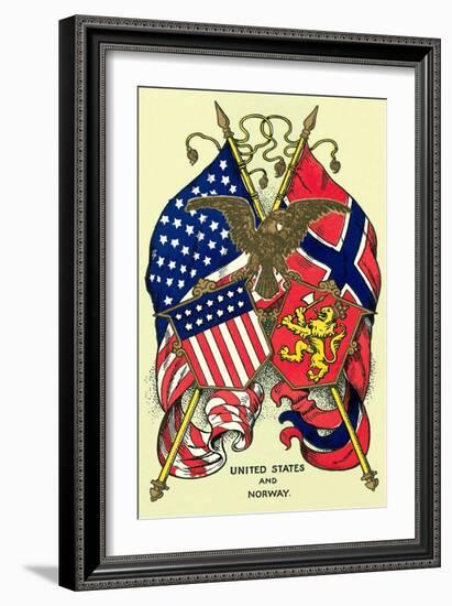 Flags of United States and Norway-null-Framed Art Print