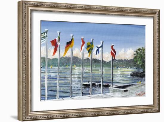 Flags on Lac Leman, 2010-Vincent Alexander Booth-Framed Giclee Print