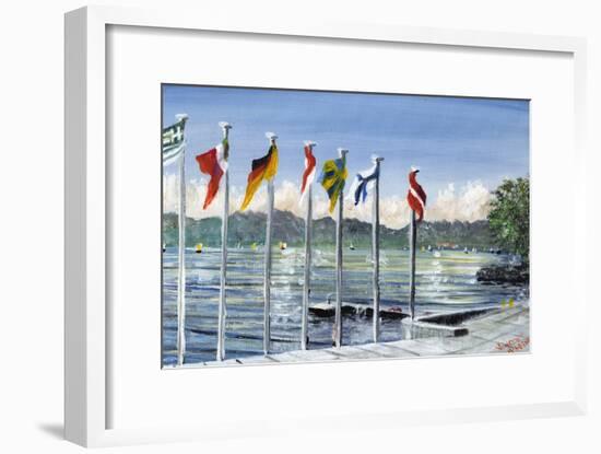 Flags on Lac Leman, 2010-Vincent Alexander Booth-Framed Giclee Print