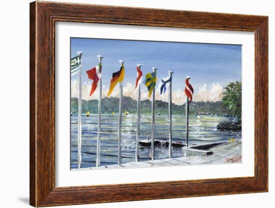 Flags on Lac Leman, 2010-Vincent Alexander Booth-Framed Giclee Print