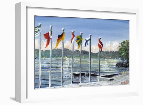 Flags on Lac Leman, 2010-Vincent Alexander Booth-Framed Giclee Print