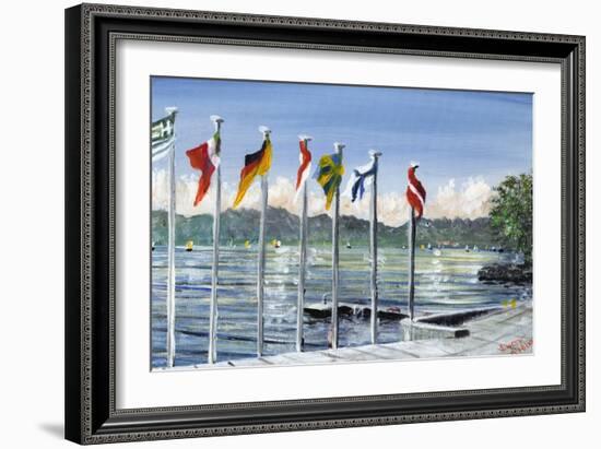 Flags on Lac Leman, 2010-Vincent Alexander Booth-Framed Giclee Print