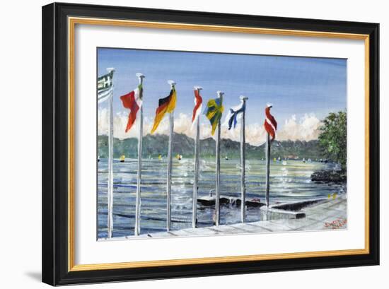 Flags on Lac Leman, 2010-Vincent Alexander Booth-Framed Giclee Print