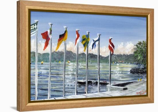 Flags on Lac Leman, 2010-Vincent Alexander Booth-Framed Premier Image Canvas