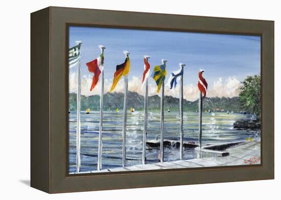 Flags on Lac Leman, 2010-Vincent Alexander Booth-Framed Premier Image Canvas