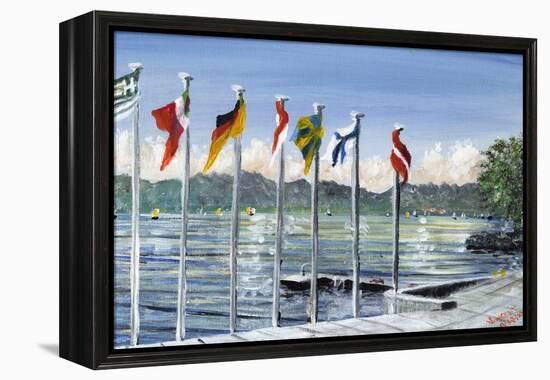 Flags on Lac Leman, 2010-Vincent Alexander Booth-Framed Premier Image Canvas