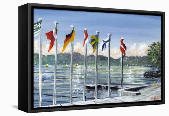 Flags on Lac Leman, 2010-Vincent Alexander Booth-Framed Premier Image Canvas