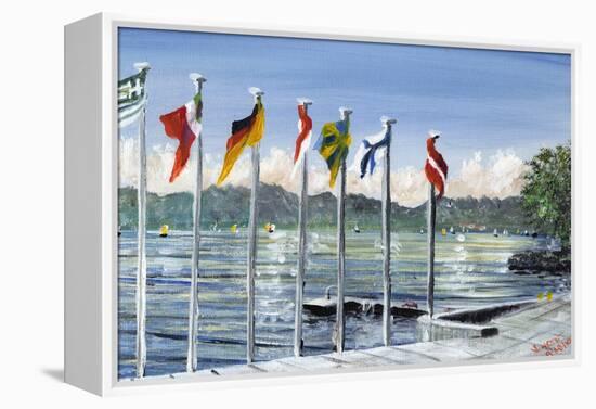 Flags on Lac Leman, 2010-Vincent Alexander Booth-Framed Premier Image Canvas