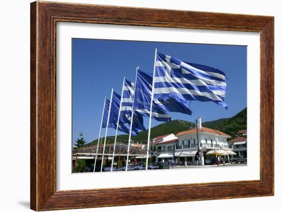 Flags on the Quayside, Sami, Kefalonia, Greece-Peter Thompson-Framed Photographic Print