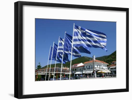 Flags on the Quayside, Sami, Kefalonia, Greece-Peter Thompson-Framed Photographic Print