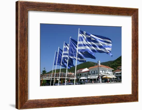 Flags on the Quayside, Sami, Kefalonia, Greece-Peter Thompson-Framed Photographic Print