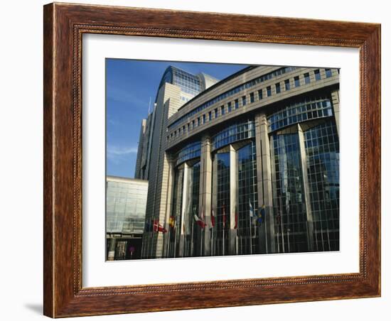 Flags Outside the European Commission and Parliament Buildings in Brussels, Belgium, Europe-David Hughes-Framed Photographic Print