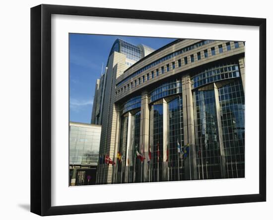 Flags Outside the European Commission and Parliament Buildings in Brussels, Belgium, Europe-David Hughes-Framed Photographic Print