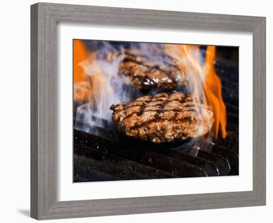 Flame Grilled Burgers on the Grill-Dean Sanderson-Framed Photographic Print