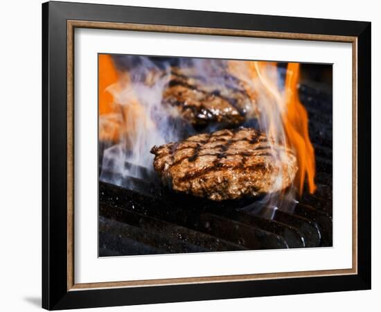 Flame Grilled Burgers on the Grill-Dean Sanderson-Framed Photographic Print