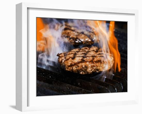 Flame Grilled Burgers on the Grill-Dean Sanderson-Framed Photographic Print