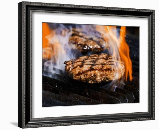 Flame Grilled Burgers on the Grill-Dean Sanderson-Framed Photographic Print