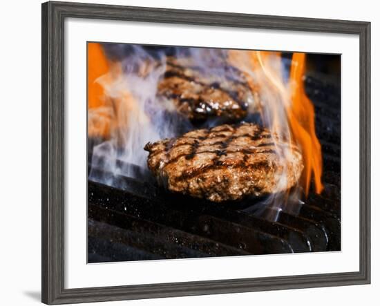 Flame Grilled Burgers on the Grill-Dean Sanderson-Framed Photographic Print