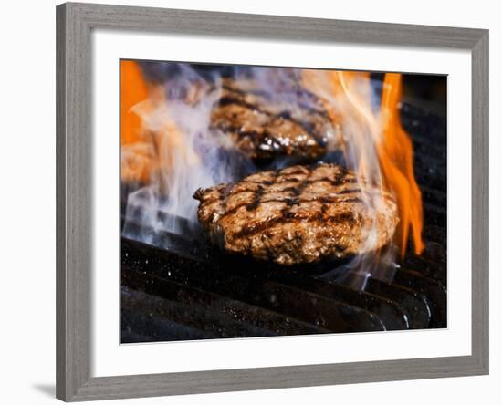 Flame Grilled Burgers on the Grill-Dean Sanderson-Framed Photographic Print