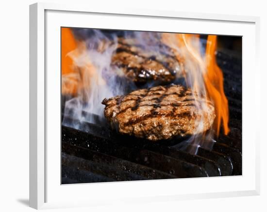 Flame Grilled Burgers on the Grill-Dean Sanderson-Framed Photographic Print