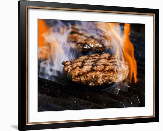 Flame Grilled Burgers on the Grill-Dean Sanderson-Framed Photographic Print