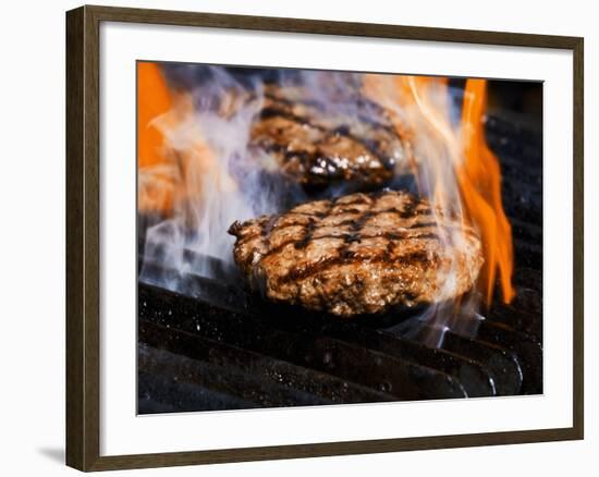 Flame Grilled Burgers on the Grill-Dean Sanderson-Framed Photographic Print
