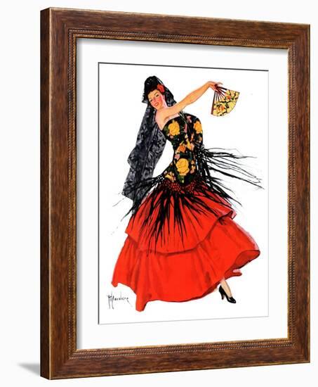 "Flamenco Dancer in Red,"March 14, 1936-R.J. Cavaliere-Framed Giclee Print