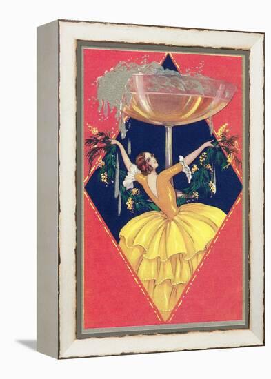 Flamenco Dancer with Giant Champagne Glass-null-Framed Stretched Canvas